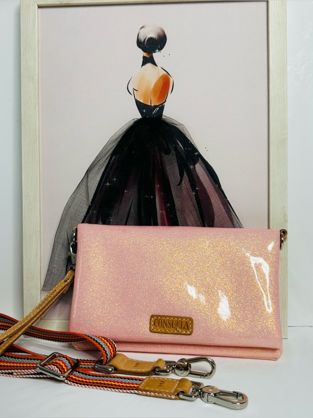 Consuela Diggi Uptown Pink Glitter Crossbody